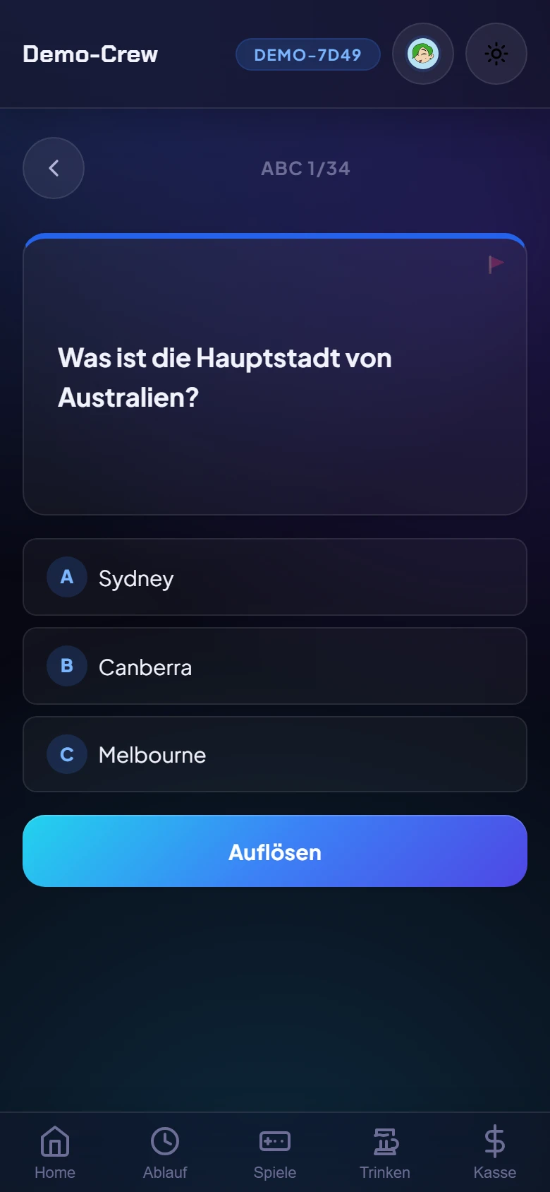 ABC-Quiz in der JGA Revolution App