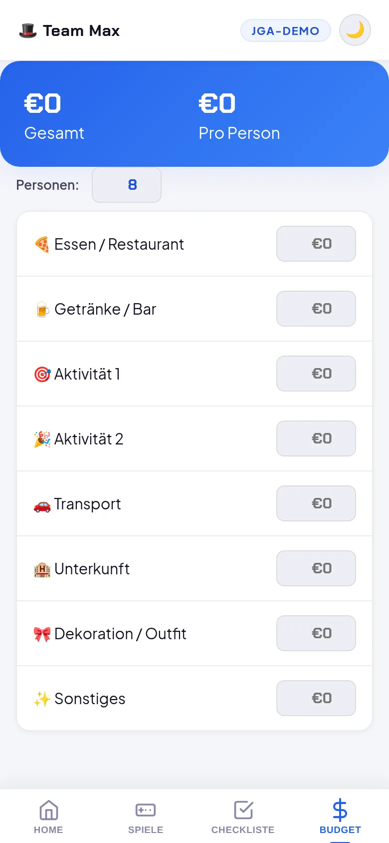 Budget und Abrechnung