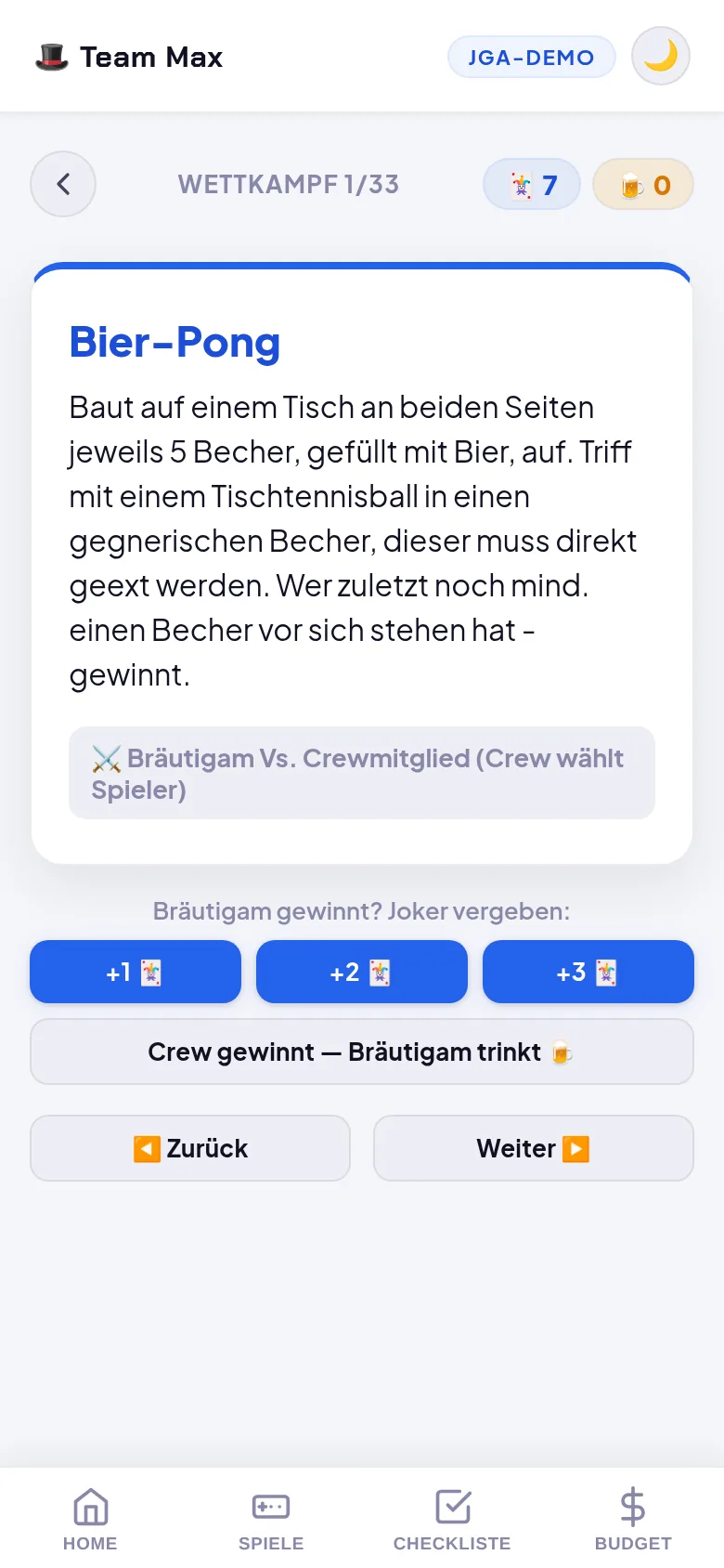 Wettkämpfe in der App (Gentleman)