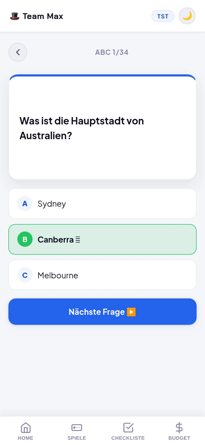 ABC-Quiz in der JGA Revolution App