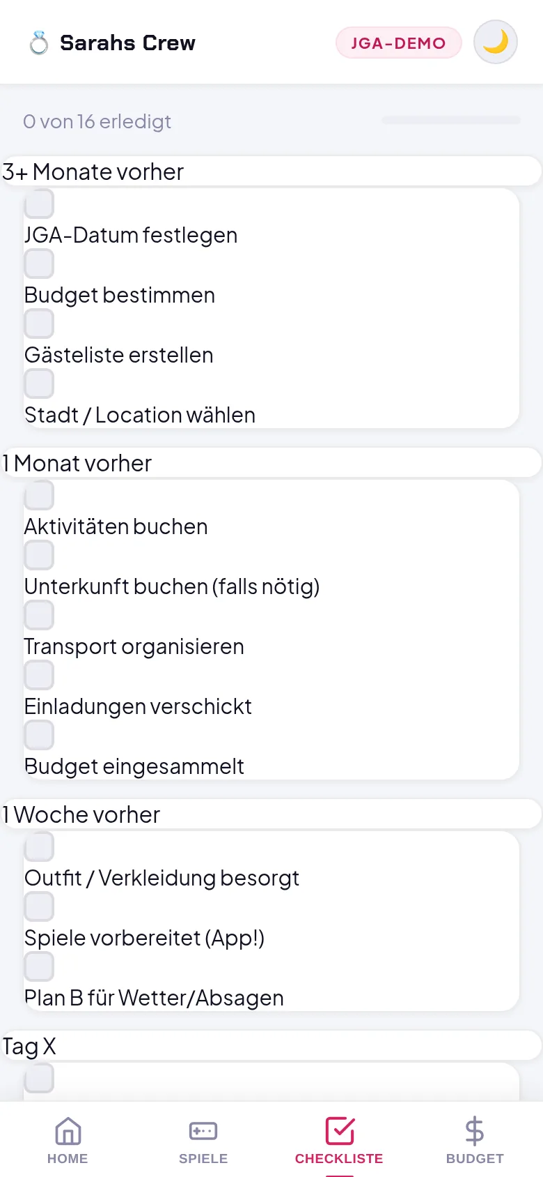 Checkliste (Team Braut)