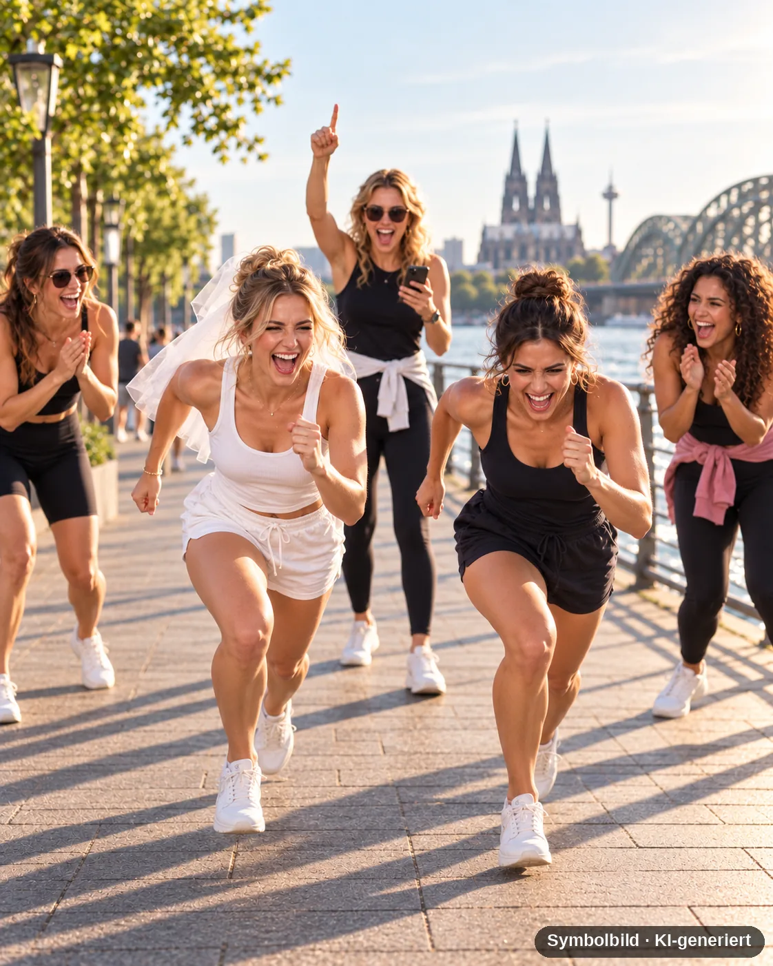 Frauen-JGA in Köln – Crew unterwegs an der Rheinpromenade